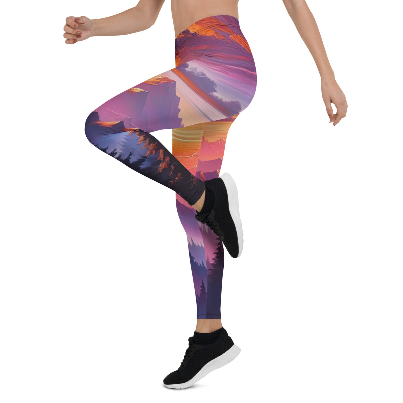 Ölgemälde der Alpenlandschaft im ätherischen Sonnenuntergang, himmlische Farbtöne - Leggings (All-Over Print) berge xxx yyy zzz