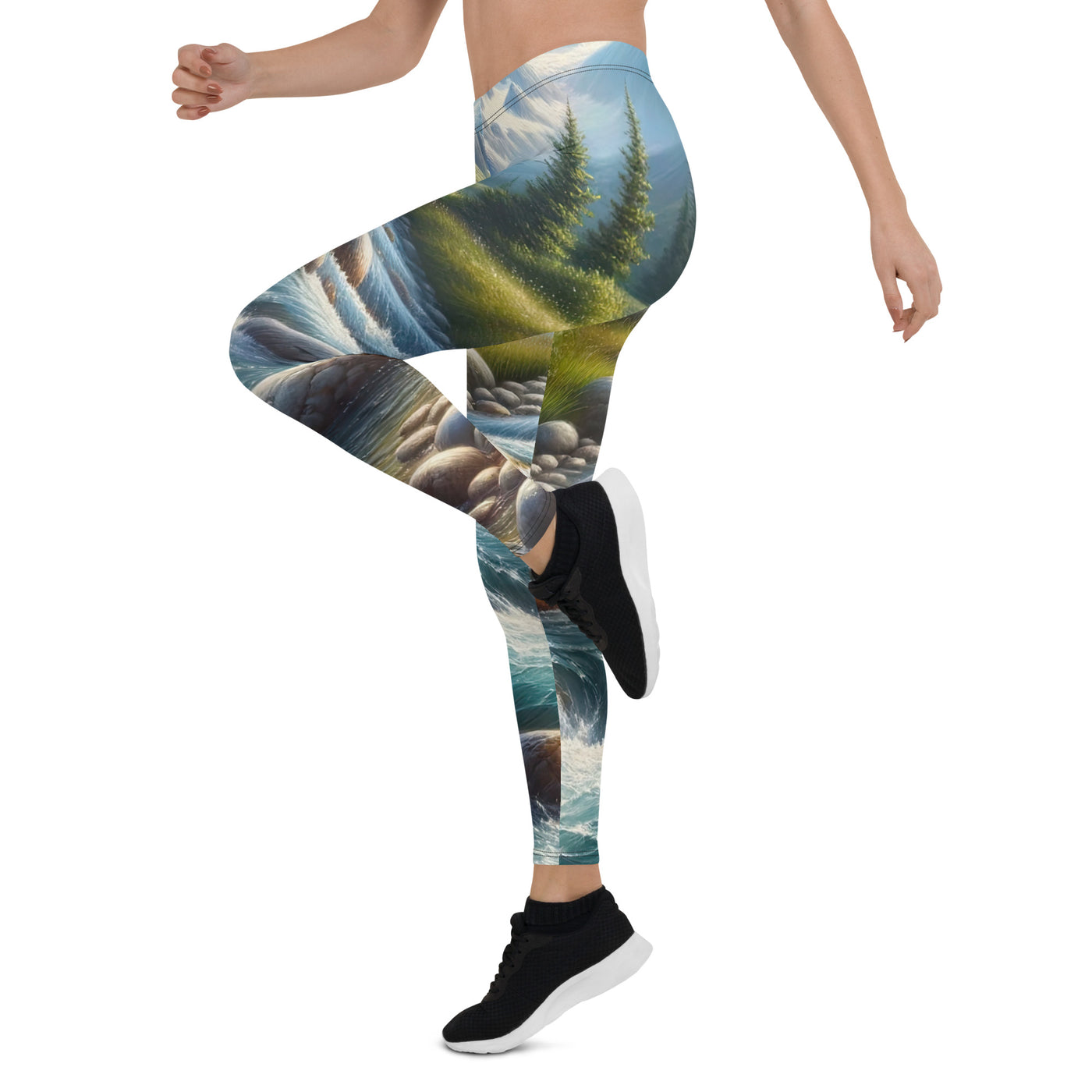 Ölgemälde eines Gebirgsbachs durch felsige Landschaft - Leggings (All-Over Print) berge xxx yyy zzz