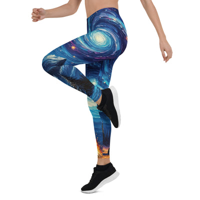 Sternennacht über den Alpen inspiriertes Ölgemälde, mystischer Nachthimmel in Blau - Leggings (All-Over Print) camping xxx yyy zzz