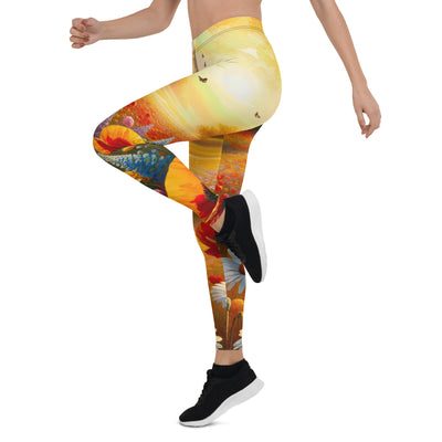 Ölgemälde eines Blumenfeldes im Sonnenuntergang, leuchtende Farbpalette - Leggings (All-Over Print) camping xxx yyy zzz