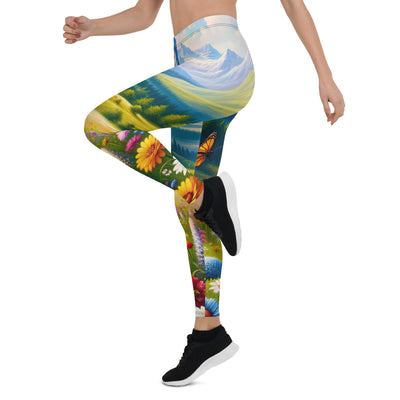 Ölgemälde einer ruhigen Almwiese, Oase mit bunter Wildblumenpracht - Leggings (All-Over Print) camping xxx yyy zzz