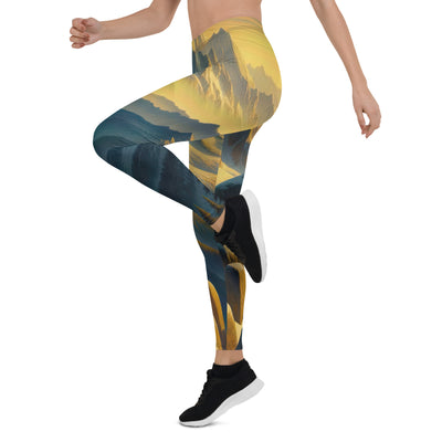 Ölgemälde eines Wanderers bei Morgendämmerung auf Alpengipfeln mit goldenem Sonnenlicht - Leggings (All-Over Print) wandern xxx yyy zzz