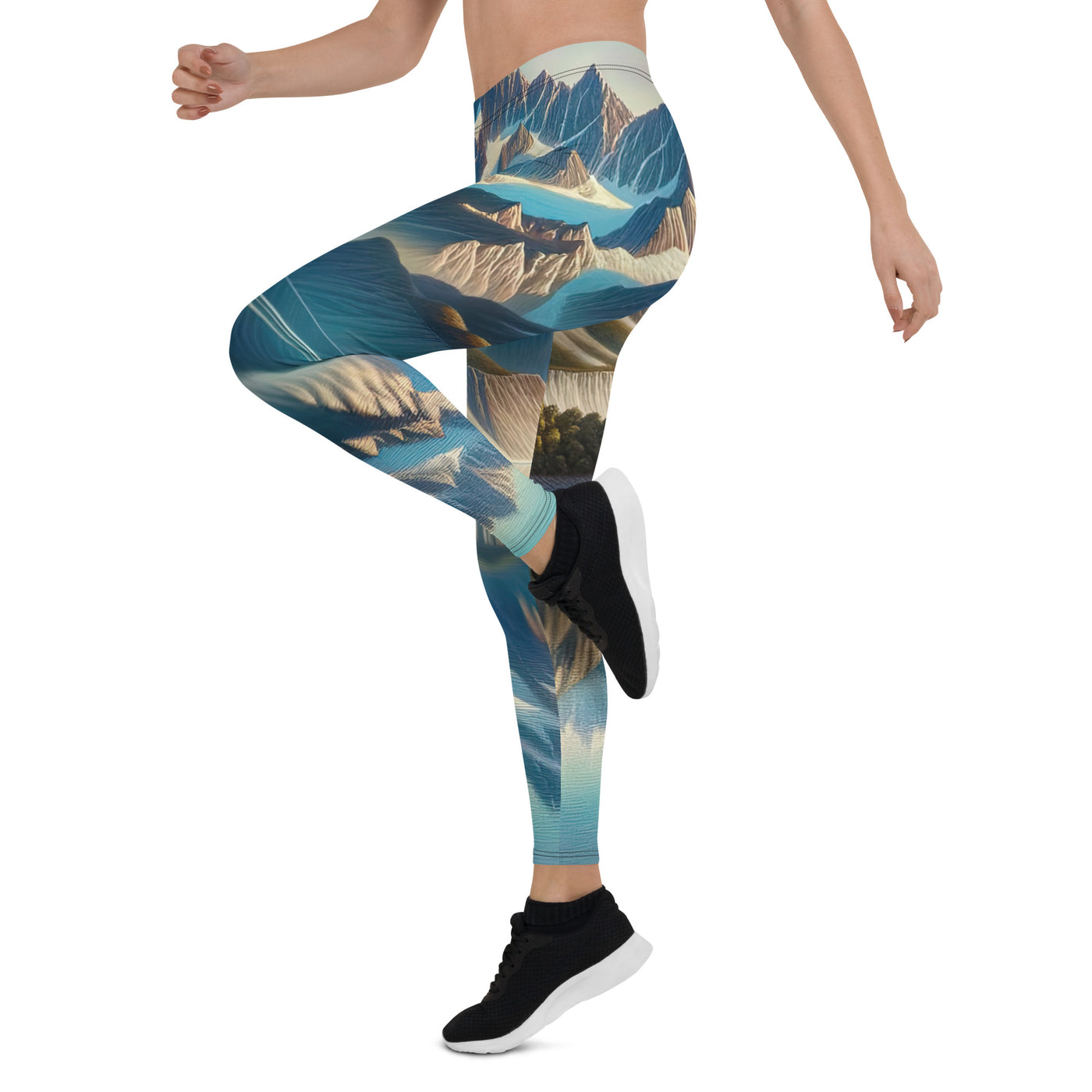 Ölgemälde eines unberührten Sees, der die Bergkette spiegelt - Leggings (All-Over Print) berge xxx yyy zzz