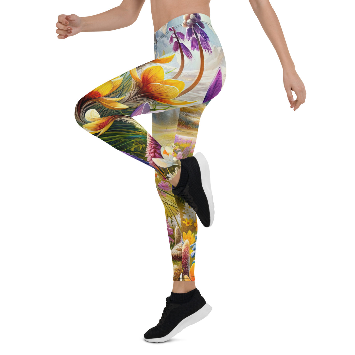 Aquarell einer ruhigen Almwiese, farbenfrohe Bergblumen in den Alpen - Leggings (All-Over Print) berge xxx yyy zzz