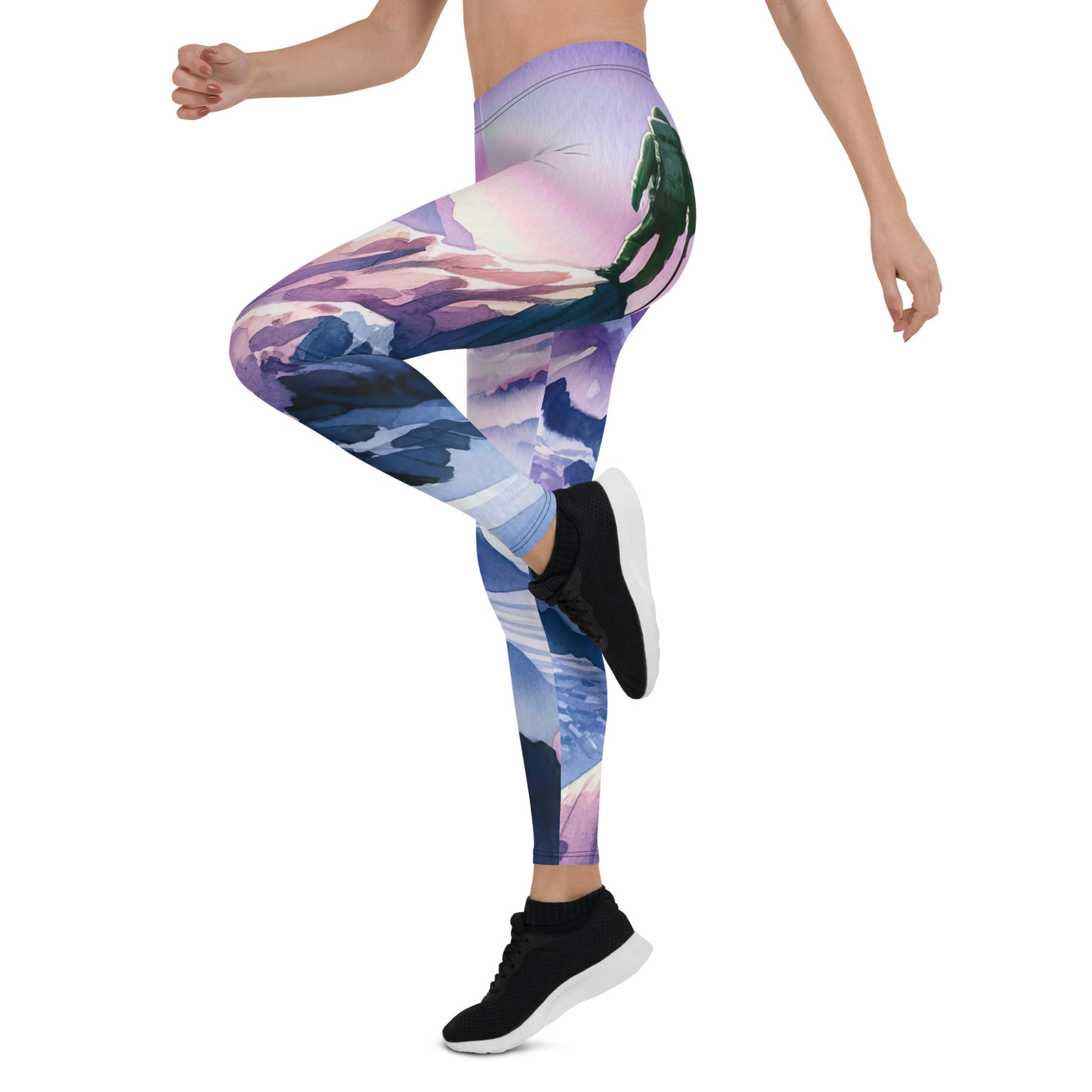 Aquarell eines Bergsteigers auf einem Alpengipfel in der Abenddämmerung - Leggings (All-Over Print) wandern xxx yyy zzz