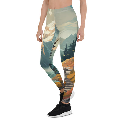 Berge, Wald und Wanderweg - Malerei - Leggings (All-Over Print) berge xxx