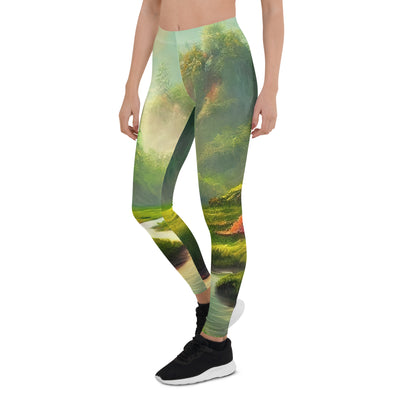 Bach im tropischen Wald - Landschaftsmalerei - Leggings (All-Over Print) camping xxx