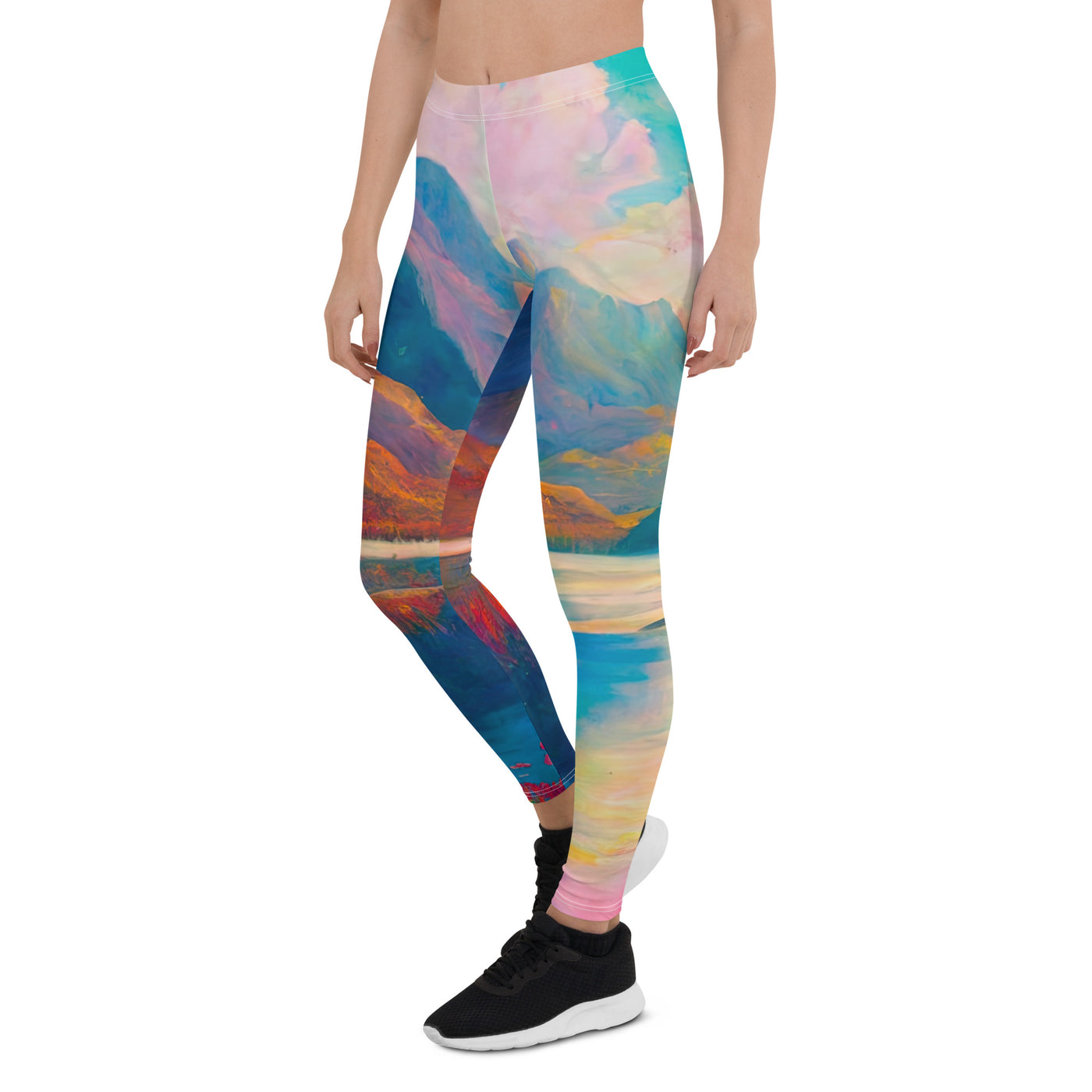 Berglandschaft und Bergsee - Farbige Ölmalerei - Leggings (All-Over Print) berge xxx