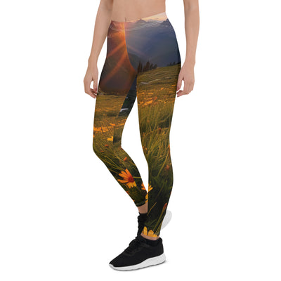 Gebirge, Sonnenblumen und Sonnenaufgang - Leggings (All-Over Print) berge xxx