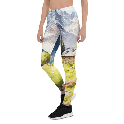 Epische Berge und Berghütte - Landschaftsmalerei - Leggings (All-Over Print) berge xxx