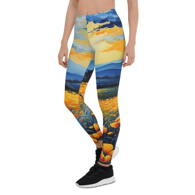 Berglandschaft mit schönen gelben Blumen - Landschaftsmalerei - Leggings (All-Over Print) berge xxx