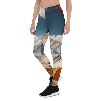 Foto aus dem Zelt - Berge und Zelte im Hintergrund - Tagesaufnahme - Leggings (All-Over Print) camping xxx