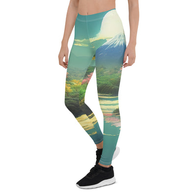 Berg, See und Wald mit pinken Bäumen - Landschaftsmalerei - Leggings (All-Over Print) berge xxx