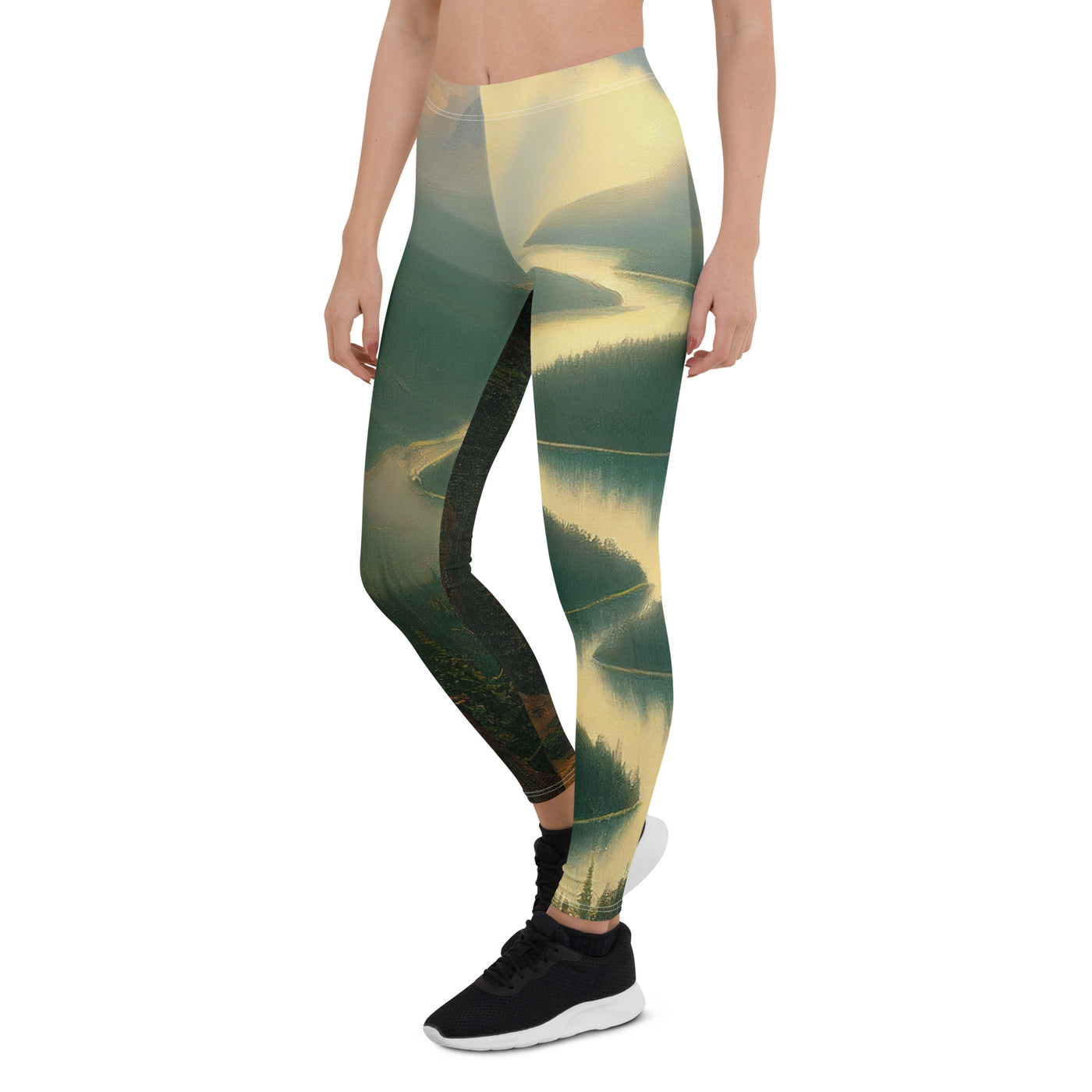 Landschaft mit Bergen, See und viel grüne Natur - Malerei - Leggings (All-Over Print) berge xxx