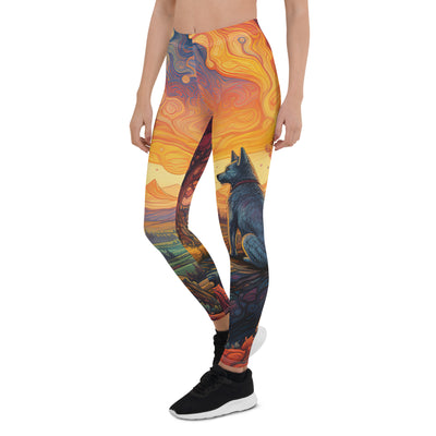 Hund auf Felsen - Epische bunte Landschaft - Malerei - Leggings (All-Over Print) camping xxx