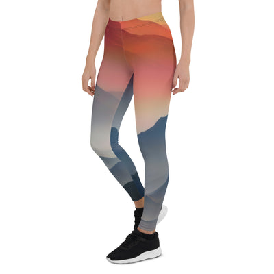 Sonnteruntergang, Gebirge und Nebel - Landschaftsmalerei - Leggings (All-Over Print) berge xxx