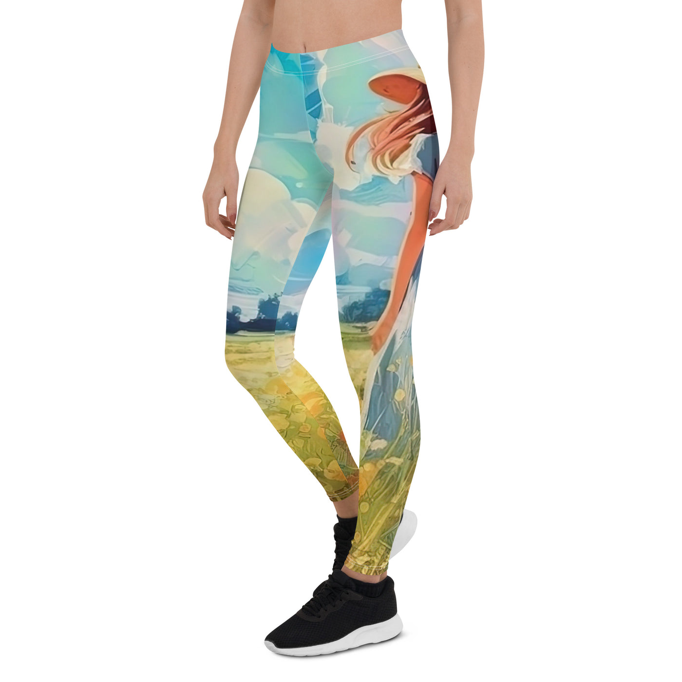 Dame mit Hut im Feld mit Blumen - Landschaftsmalerei - Leggings (All-Over Print) camping xxx