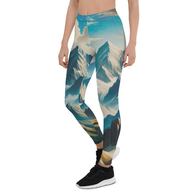 Ein Gemälde von Bergen, das eine epische Atmosphäre ausstrahlt. Kunst der Frührenaissance - Leggings (All-Over Print) berge xxx yyy zzz