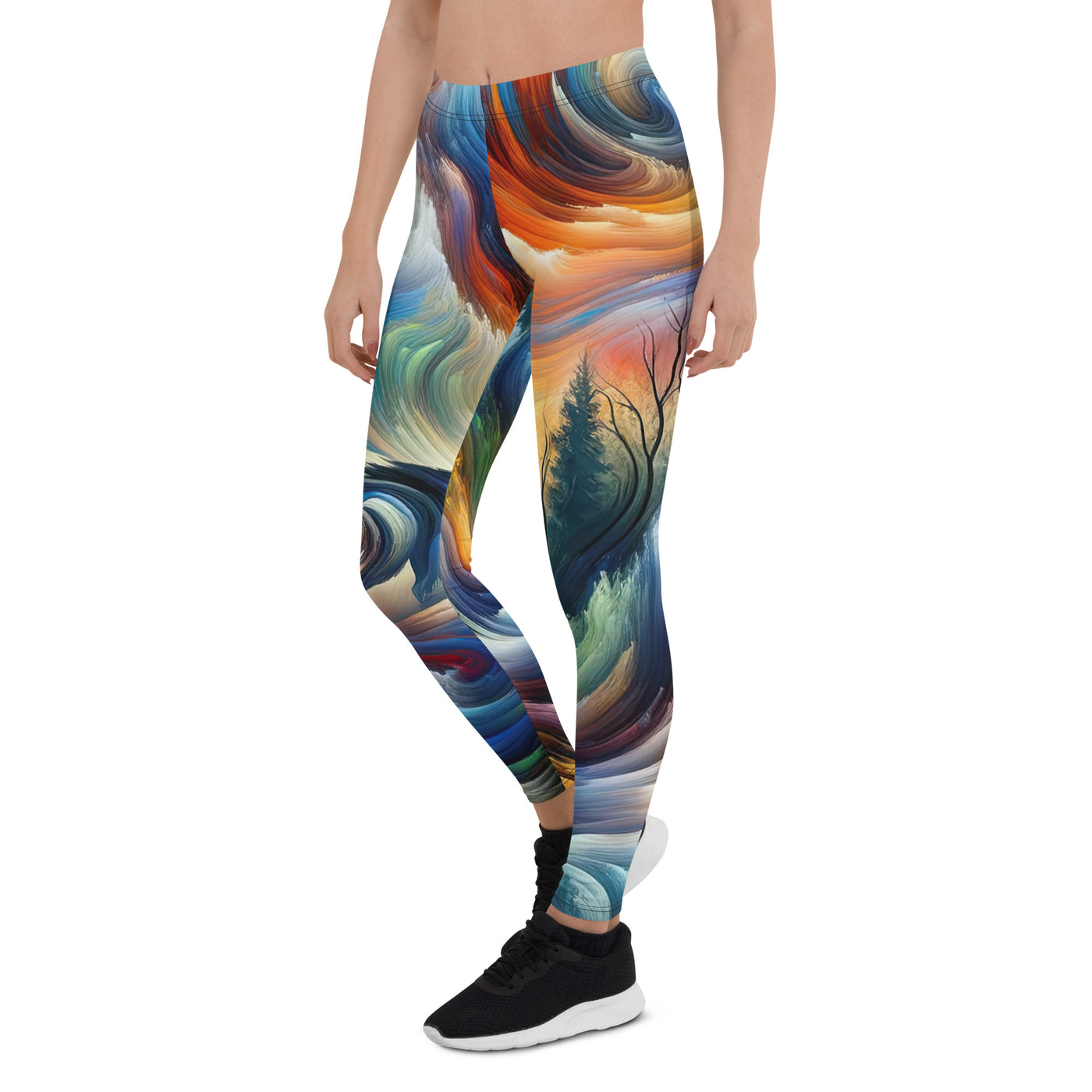 Alpen Abstraktgemälde mit Wolf Silhouette in lebhaften Farben (AN) - Leggings (All-Over Print) xxx yyy zzz