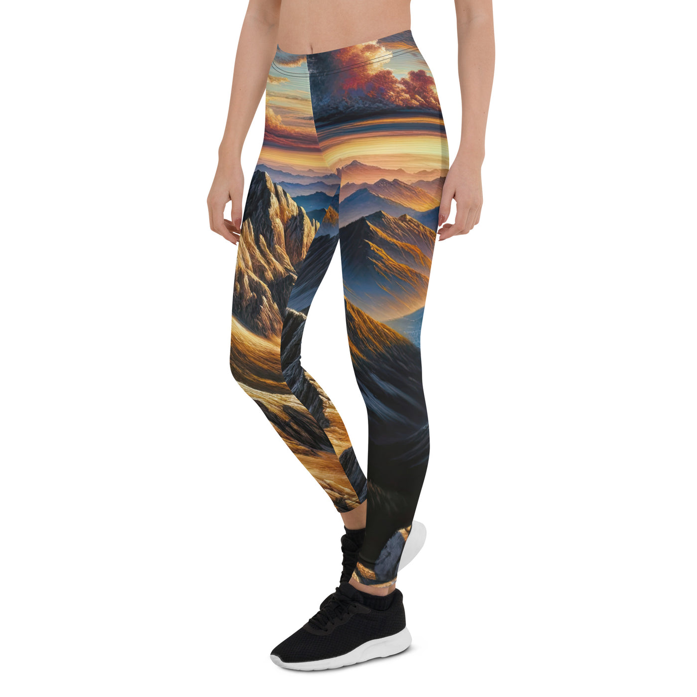 Alpen in Abenddämmerung: Acrylgemälde mit beleuchteten Berggipfeln - Leggings (All-Over Print) berge xxx yyy zzz