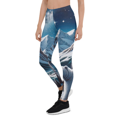 Sternennacht und Eisbär: Acrylgemälde mit Milchstraße, Alpen und schneebedeckte Gipfel - Leggings (All-Over Print) camping xxx yyy zzz