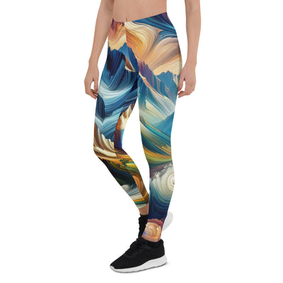 Abstrakte Kunst der Alpen mit lebendigen Farben und wirbelnden Mustern, majestätischen Gipfel und Täler - Leggings (All-Over Print) berge xxx yyy zzz