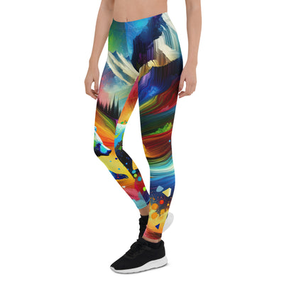 Neonfarbener Alpen Bär in abstrakten geometrischen Formen - Leggings (All-Over Print) camping xxx yyy zzz