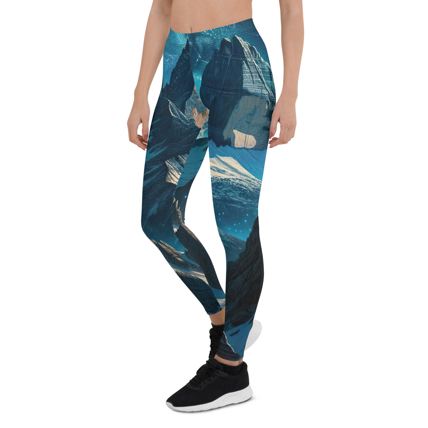 Fuchs in Alpennacht: Digitale Kunst der eisigen Berge im Mondlicht - Leggings (All-Over Print) camping xxx yyy zzz