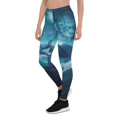 Winterabend in den Bergen: Digitale Kunst mit Sternenhimmel - Leggings (All-Over Print) berge xxx yyy zzz