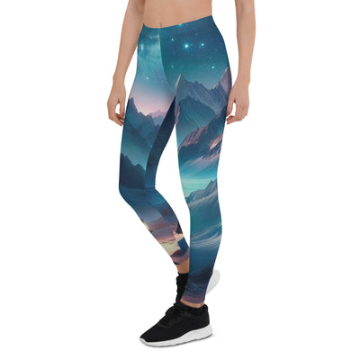 Stille Alpennacht: Digitale Kunst mit Gipfeln und Sternenteppich - Leggings (All-Over Print) wandern xxx yyy zzz