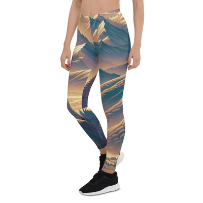 Alpen-Morgendämmerung, erste Sonnenstrahlen auf Schneegipfeln - Leggings (All-Over Print) berge xxx yyy zzz