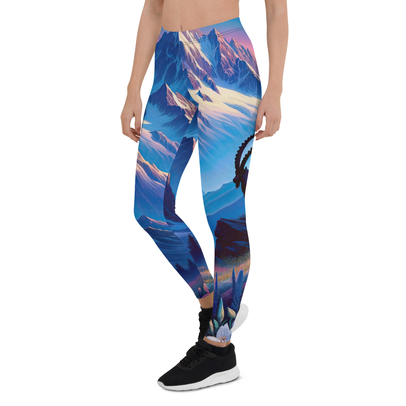 Steinbock bei Dämmerung in den Alpen, sonnengeküsste Schneegipfel - Leggings (All-Over Print) berge xxx yyy zzz