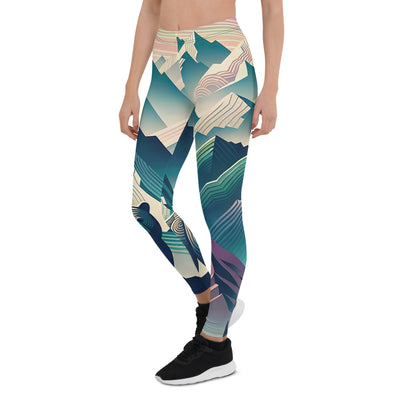 Bär im Panoramablick der Alpen, moderne Kunst-Gebirgsschichten - Leggings (All-Over Print) camping xxx yyy zzz