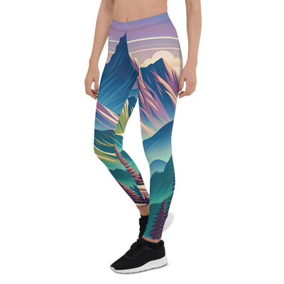 Harmonische Berglandschaft mit Schweizer Flagge auf Gipfel - Leggings (All-Over Print) berge xxx yyy zzz