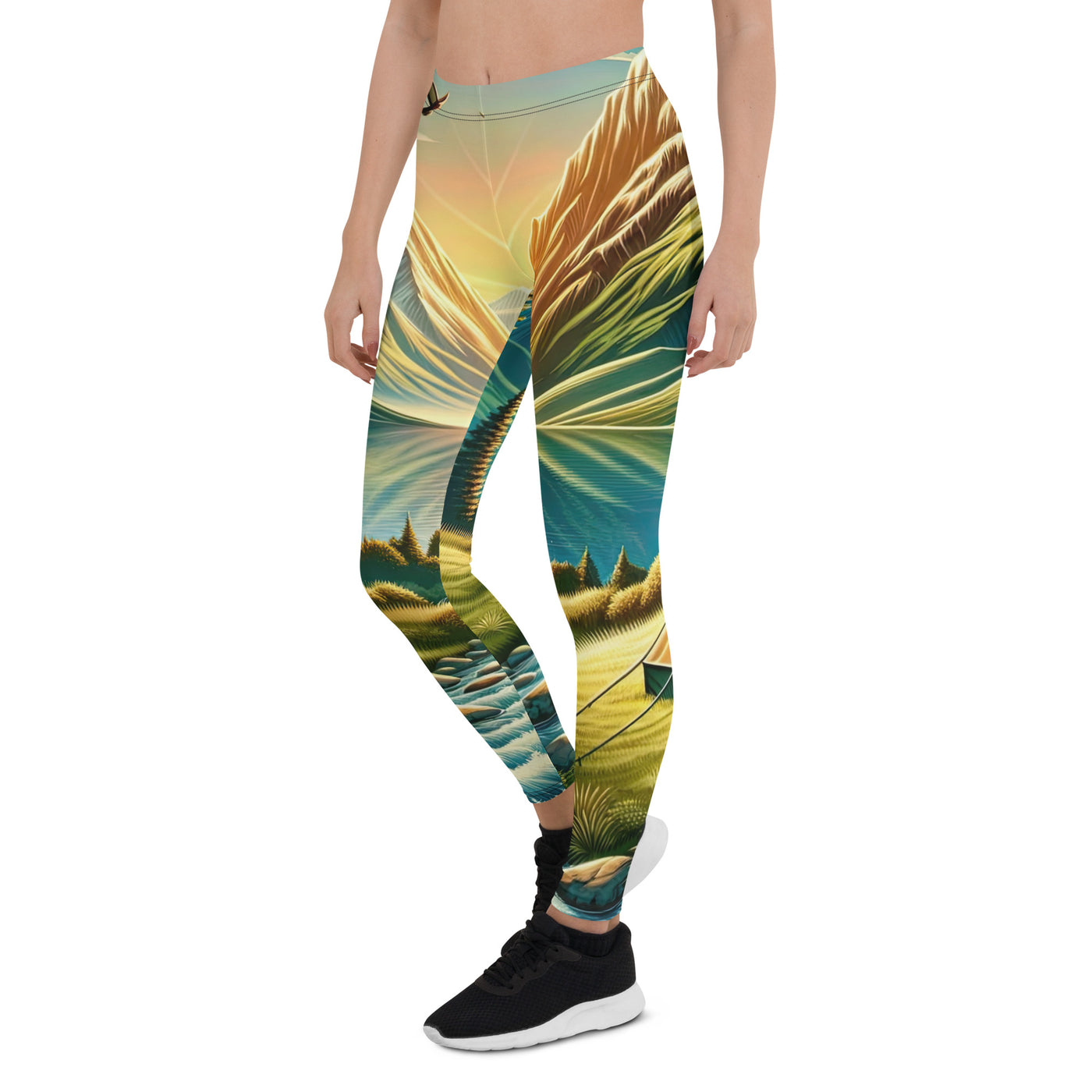 Zelt im Alpenmorgen mit goldenem Licht, Schneebergen und unberührten Seen - Leggings (All-Over Print) berge xxx yyy zzz