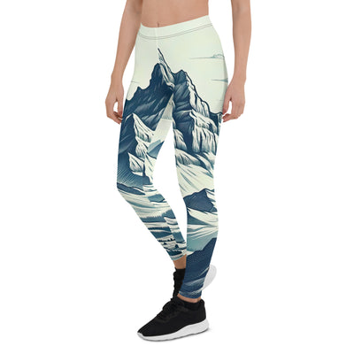 Ausgedehnte Bergkette mit dominierendem Gipfel und wehender Schweizer Flagge - Leggings (All-Over Print) berge xxx yyy zzz