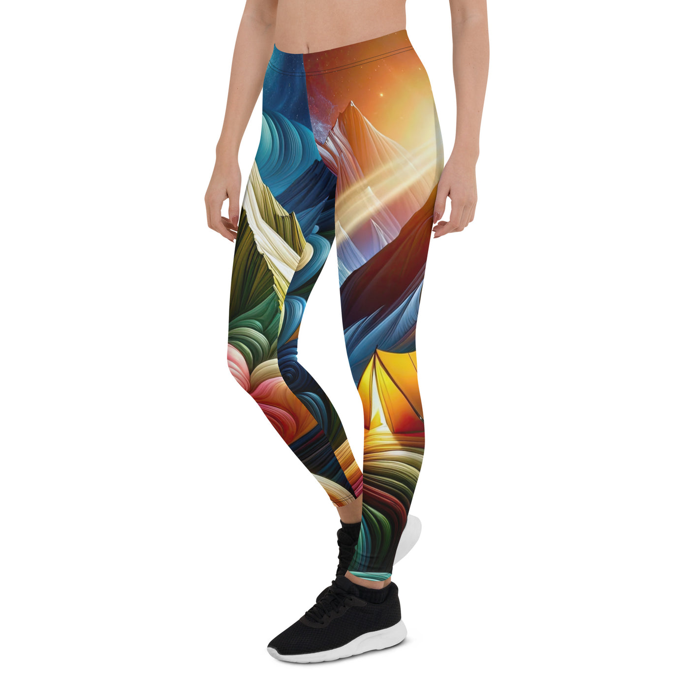 Abstrakte Bergwelt in lebendigen Farben mit Zelt - Leggings (All-Over Print) camping xxx yyy zzz