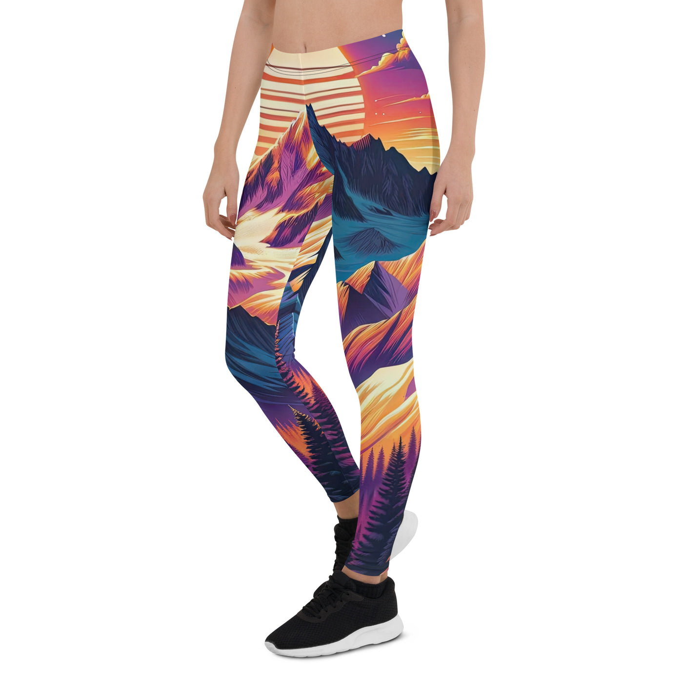 Lebendiger Alpen-Sonnenuntergang, schneebedeckte Gipfel in warmen Tönen - Leggings (All-Over Print) berge xxx yyy zzz