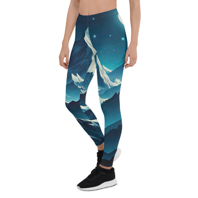 Sternenklare Nacht über den Alpen, Vollmondschein auf Schneegipfeln - Leggings (All-Over Print) berge xxx yyy zzz