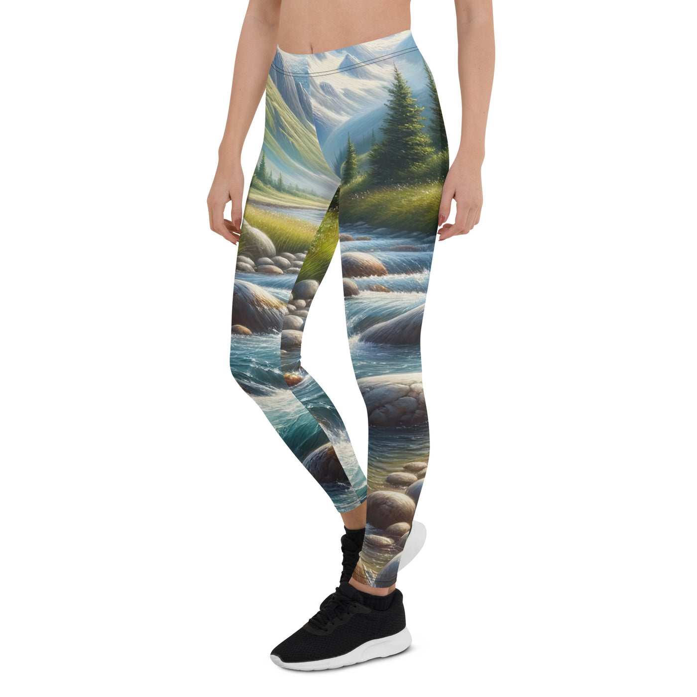 Ölgemälde eines Gebirgsbachs durch felsige Landschaft - Leggings (All-Over Print) berge xxx yyy zzz