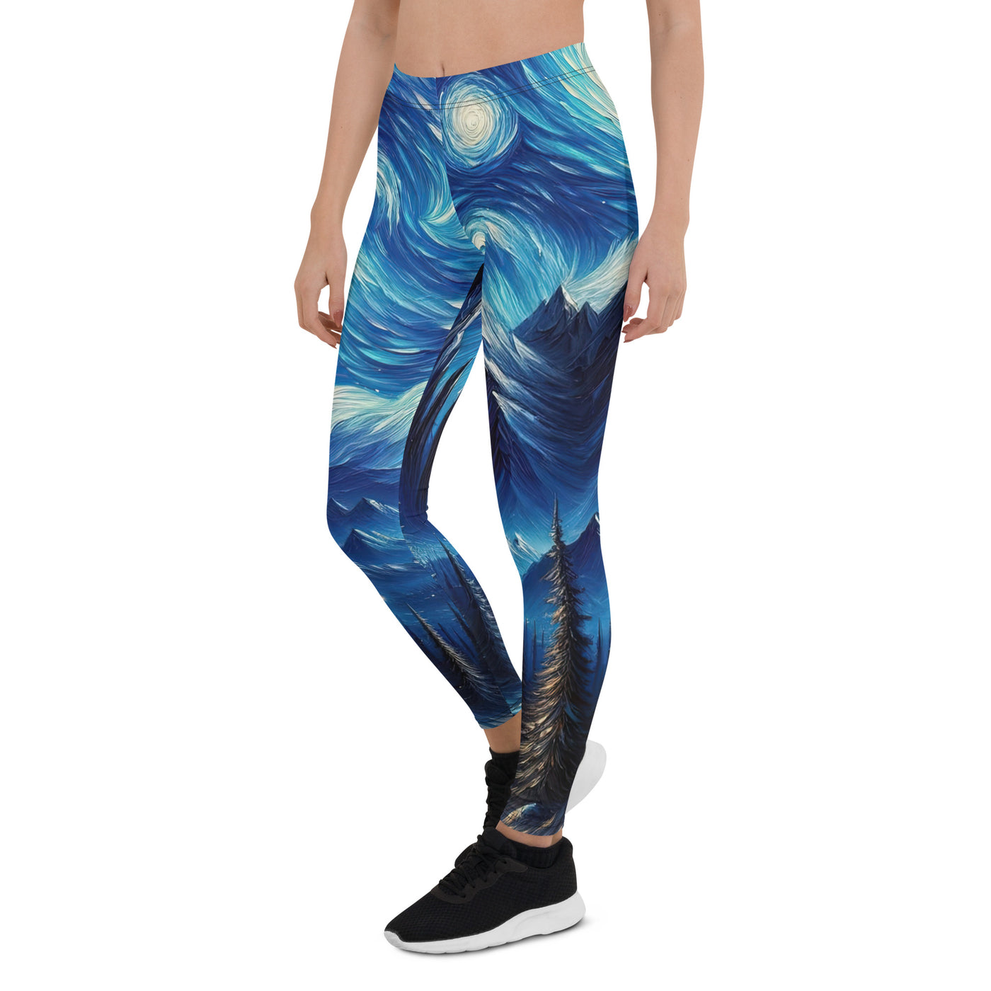 Sternennacht-Stil Ölgemälde der Alpen, himmlische Wirbelmuster - Leggings (All-Over Print) berge xxx yyy zzz