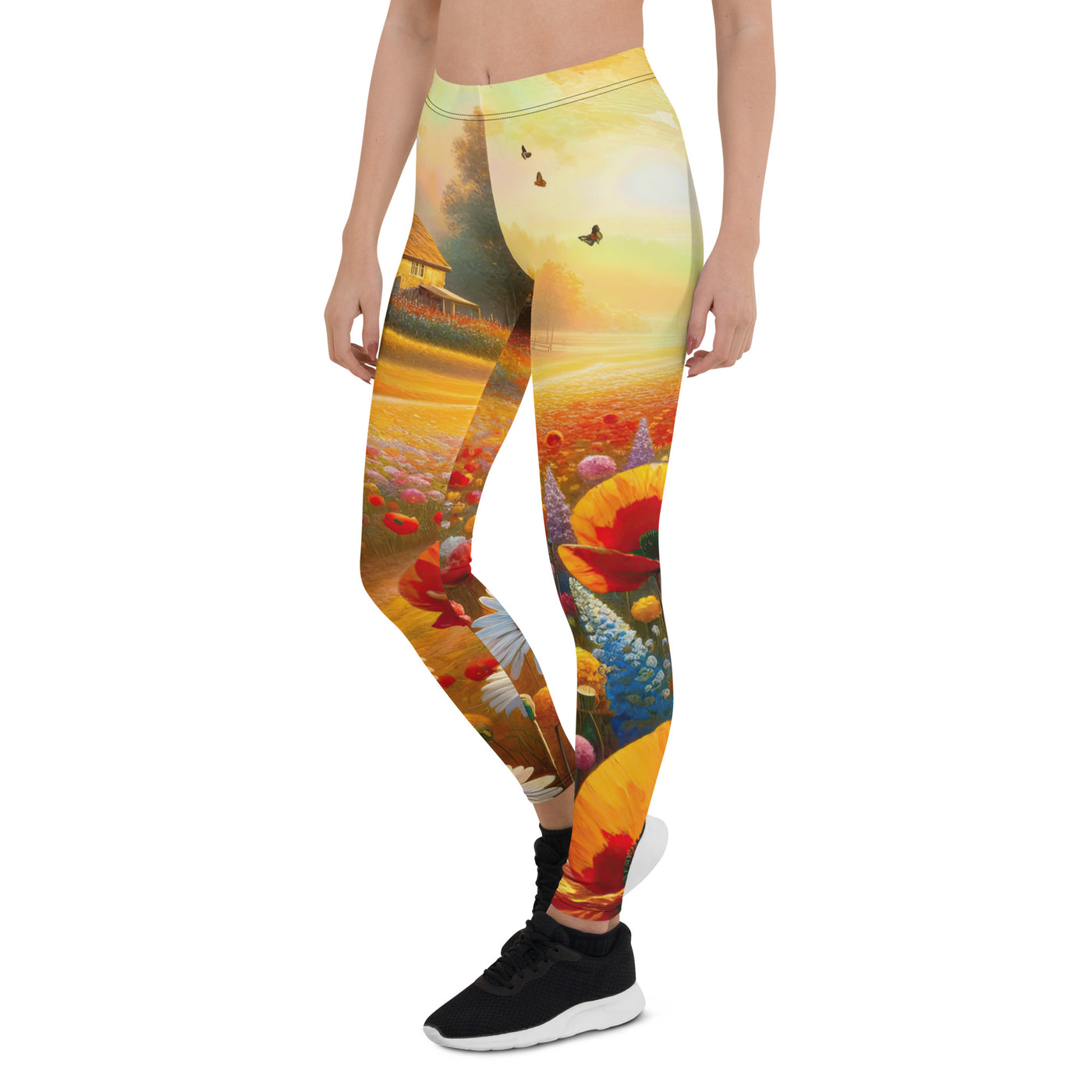 Ölgemälde eines Blumenfeldes im Sonnenuntergang, leuchtende Farbpalette - Leggings (All-Over Print) camping xxx yyy zzz