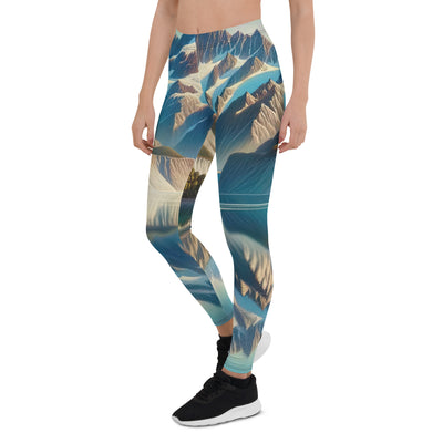 Ölgemälde eines unberührten Sees, der die Bergkette spiegelt - Leggings (All-Over Print) berge xxx yyy zzz