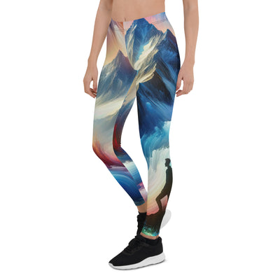 Foto eines abstrakt-expressionistischen Alpengemäldes mit Wanderersilhouette - Leggings (All-Over Print) wandern xxx yyy zzz