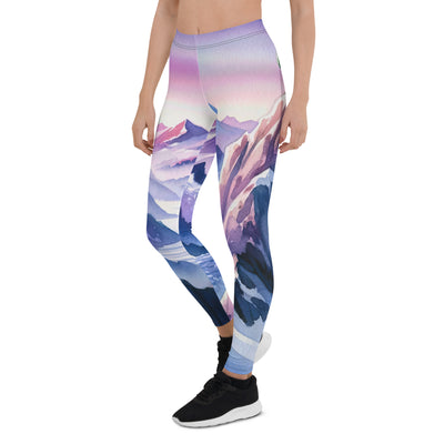 Aquarell eines Bergsteigers auf einem Alpengipfel in der Abenddämmerung - Leggings (All-Over Print) wandern xxx yyy zzz