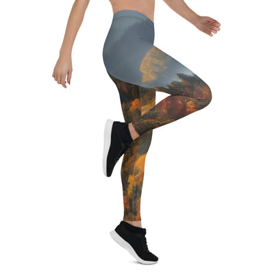 Berge, Wald und Nebel - Malerei - Leggings (All-Over Print) berge xxx