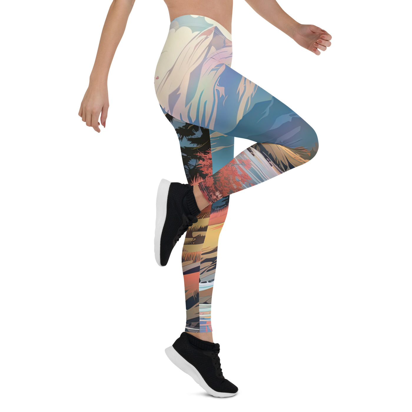 Berge. Fluss und Blumen - Malerei - Leggings (All-Over Print) berge xxx