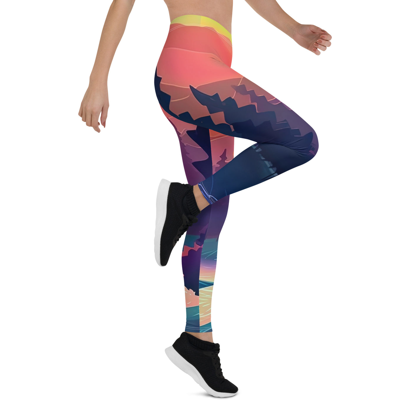 Berge, Fluss, Sonnenuntergang - Malerei - Leggings (All-Over Print) berge xxx