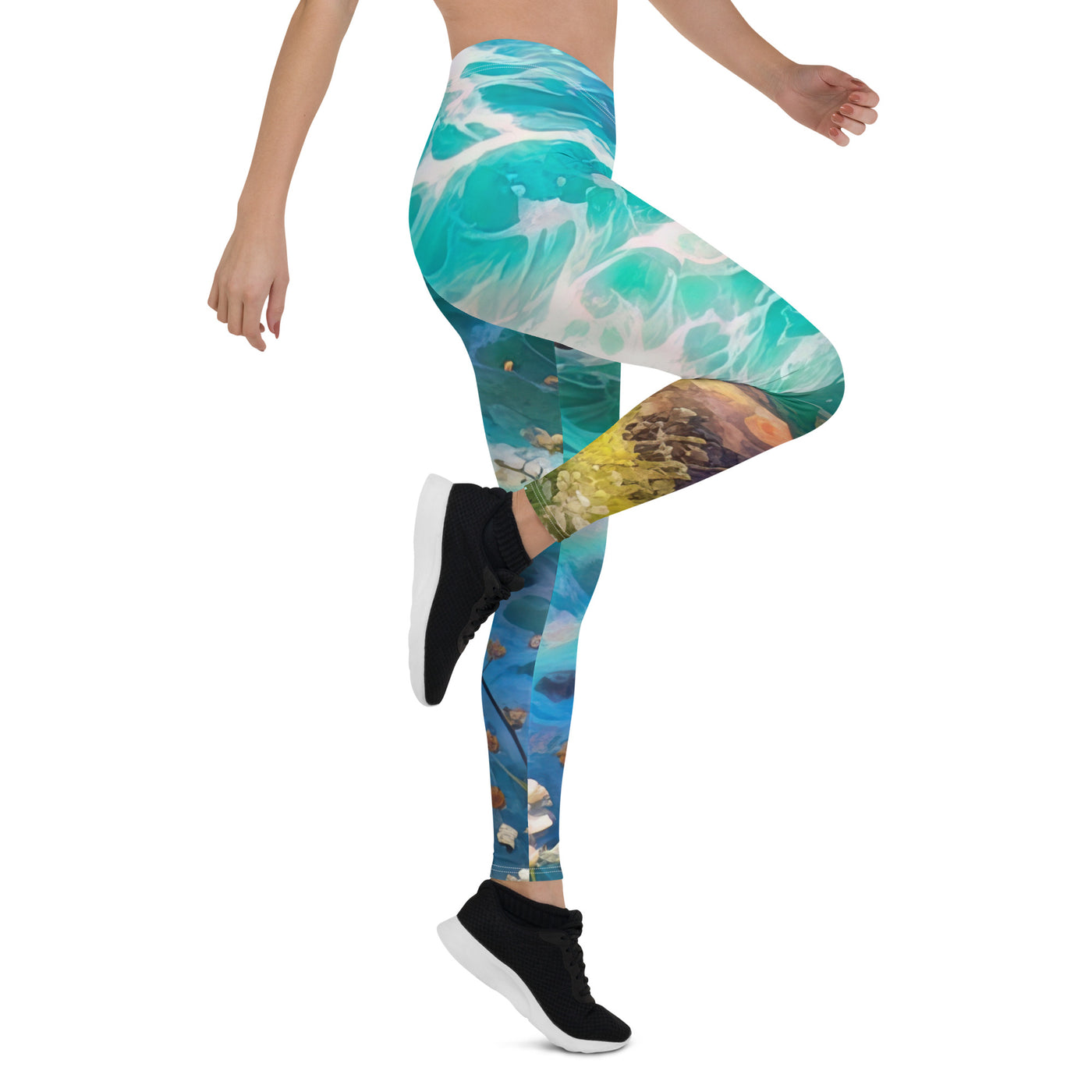 Berge, Blumen, Fluss und Steine - Malerei - Leggings (All-Over Print) camping xxx