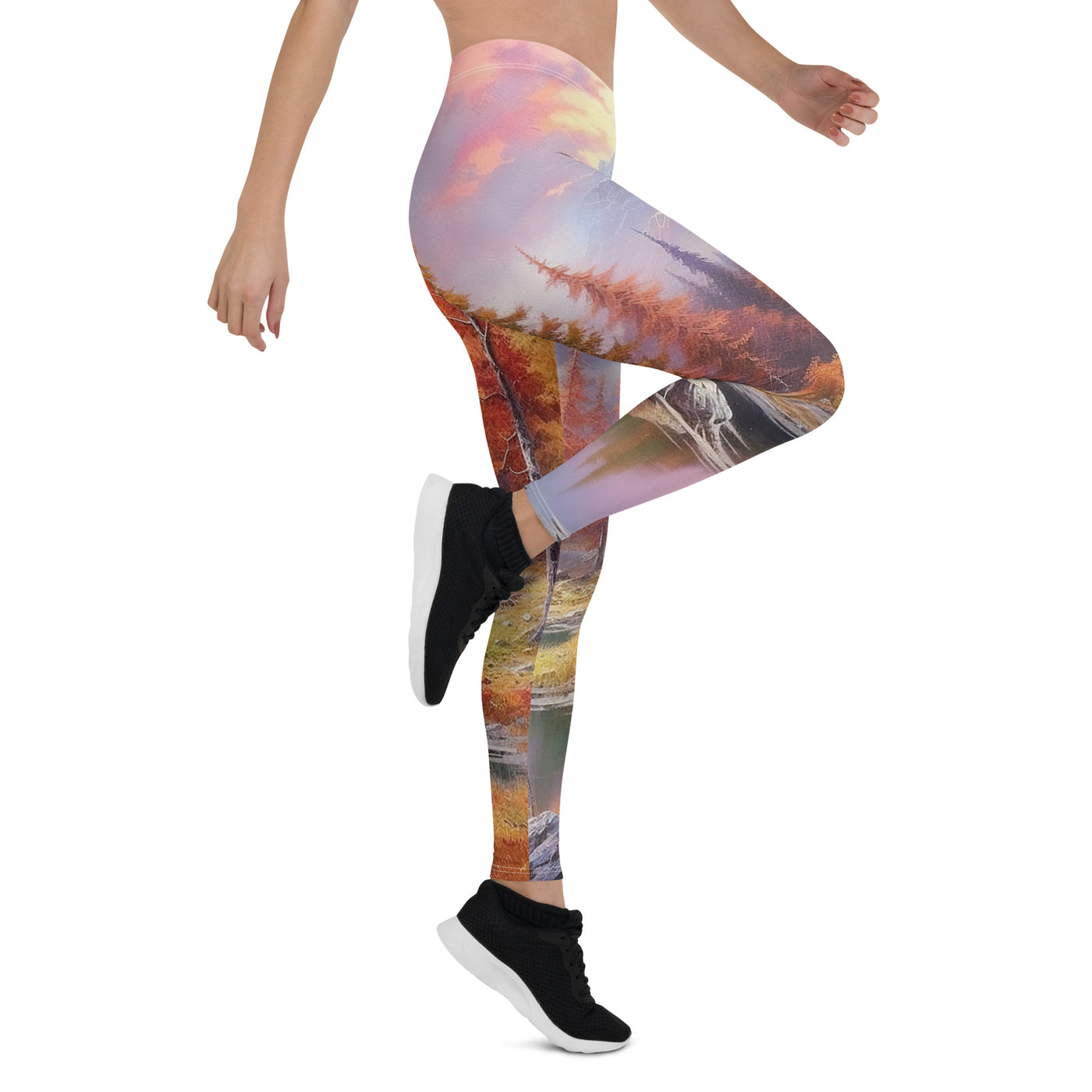 Landschaftsmalerei - Berge, Bäume, Bergsee und Herbstfarben - Leggings (All-Over Print) berge xxx